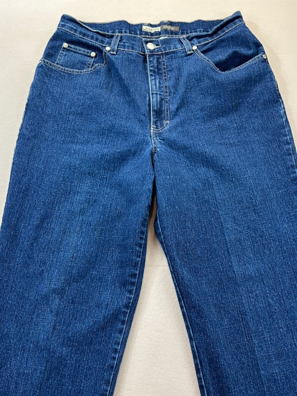 St Johns Bay Jeans Womens Size 14S Blue Denim High Rise Straight Stretch - Picture 2 of 13